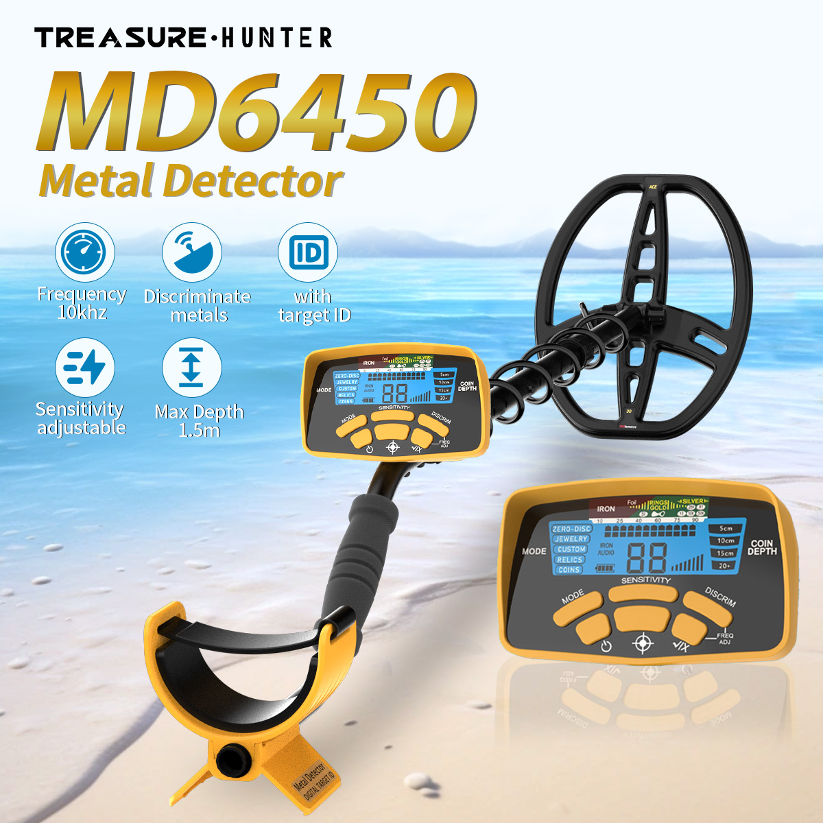 Waterproof Metal Detector Pinpointer - Treasure Hunter Professional DM6450 11 inch