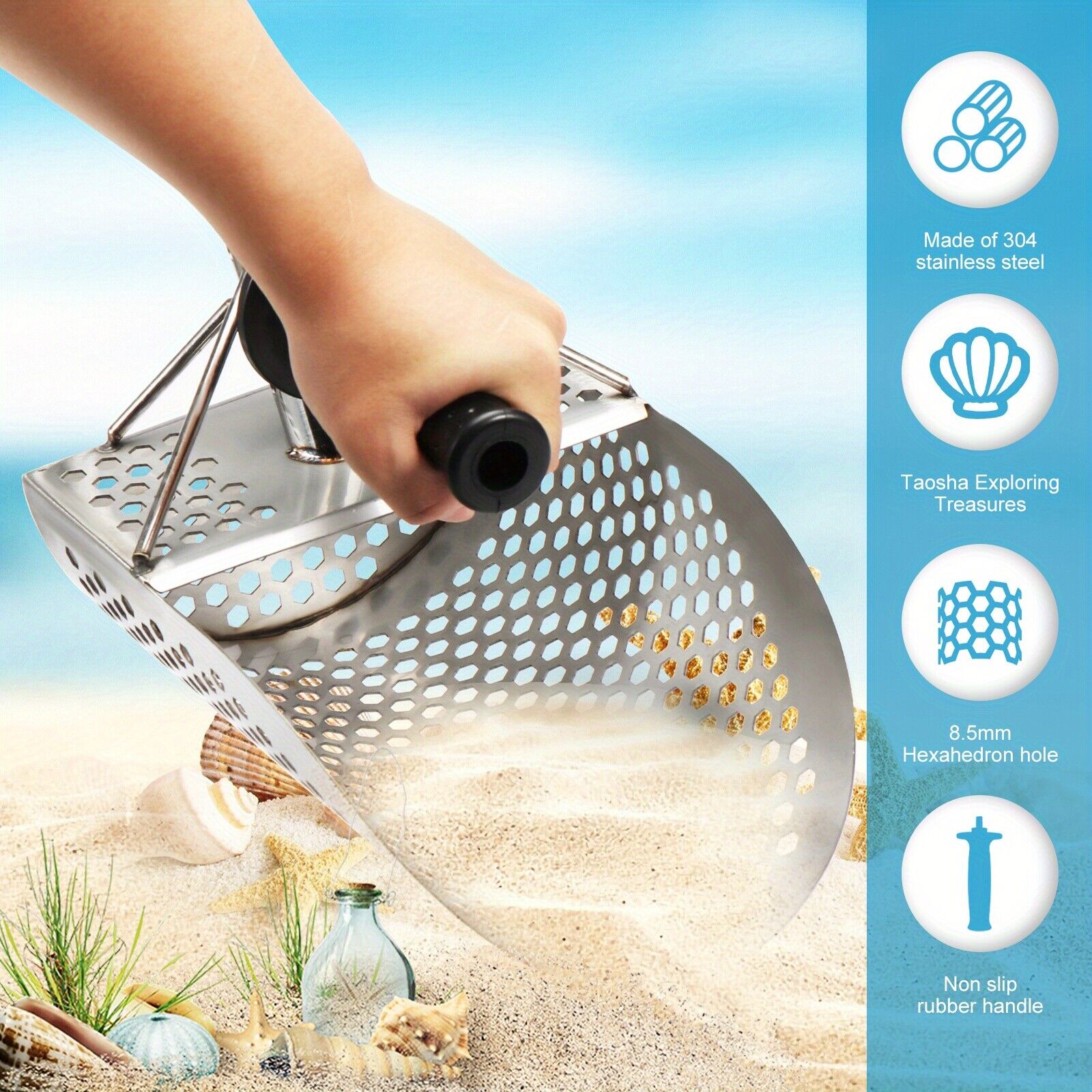 Sand Scoop Stainless Steel Beach Digging - Stainless Steel Beach Sand Scoop with